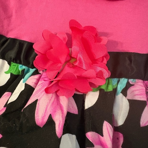 Pink and Blue Floral Kids Dress - Picture 2 of 3